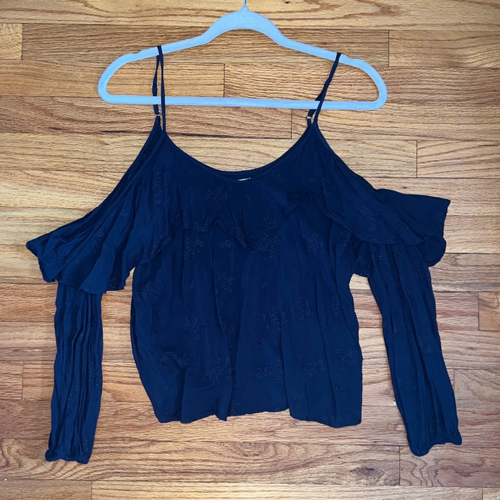 Navy Blue Flowy Top